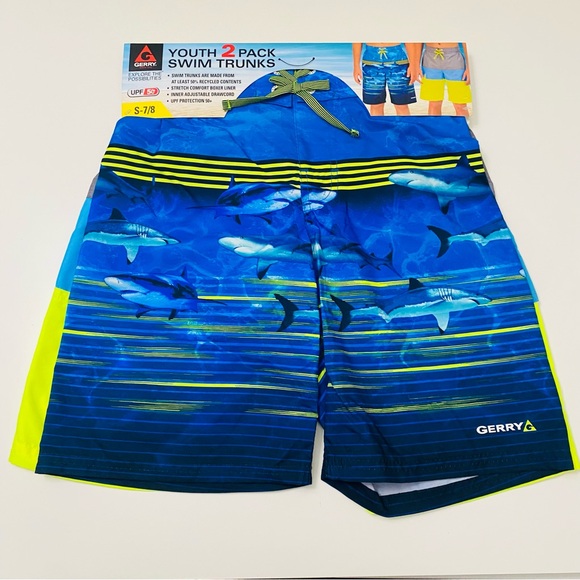 Gerry Boys Youth 2-pack UPF 50+ Swim Trunks Sizes S-7/8, L-14/16, XL-18/20, NWT - Picture 2 of 6